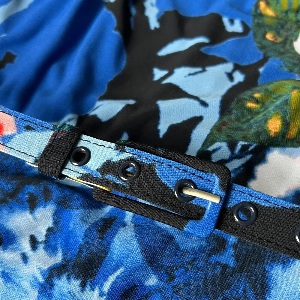 CACHE Midi Floral Print Diamond opening neck line Sheath Stretch Dress SIZE M - Picture 15 of 16